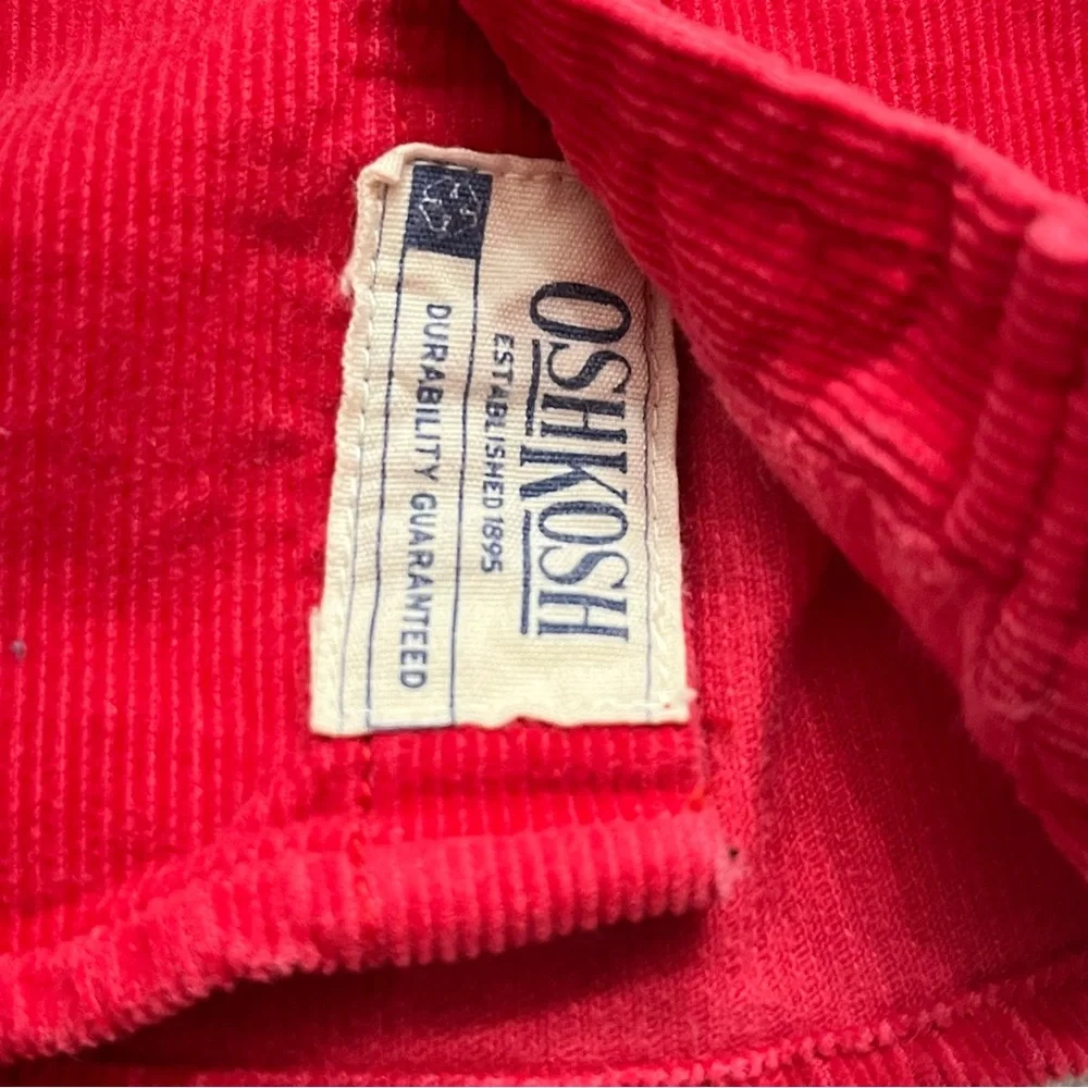 Vintage OshKosh Corduroy Shirt Choo Choo Train‎ Red Holidays Baby 6-9 Months
